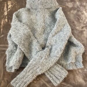 All Saints Gray Cowl Neck Sweater Cozy Knit